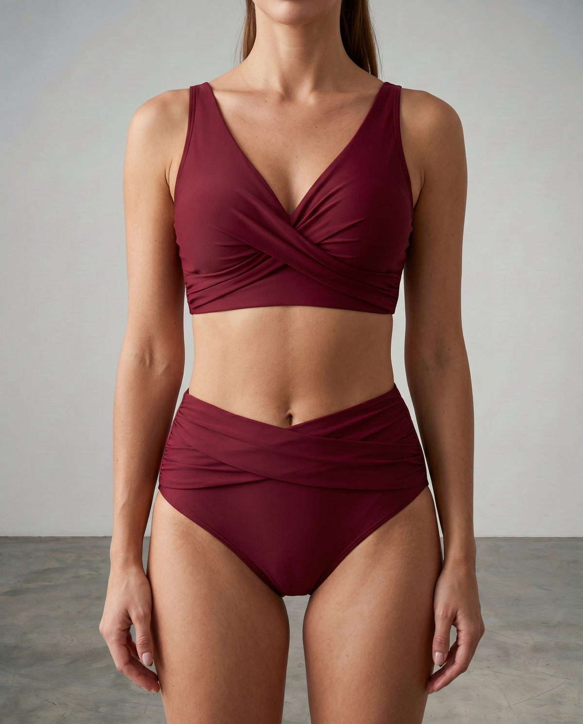High Waist Bikini Set | Women Wrap Bikini Stretch Soft Integrated Cups