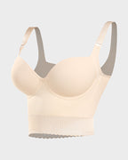 Women longline push up bra padded underwire support in black and beige