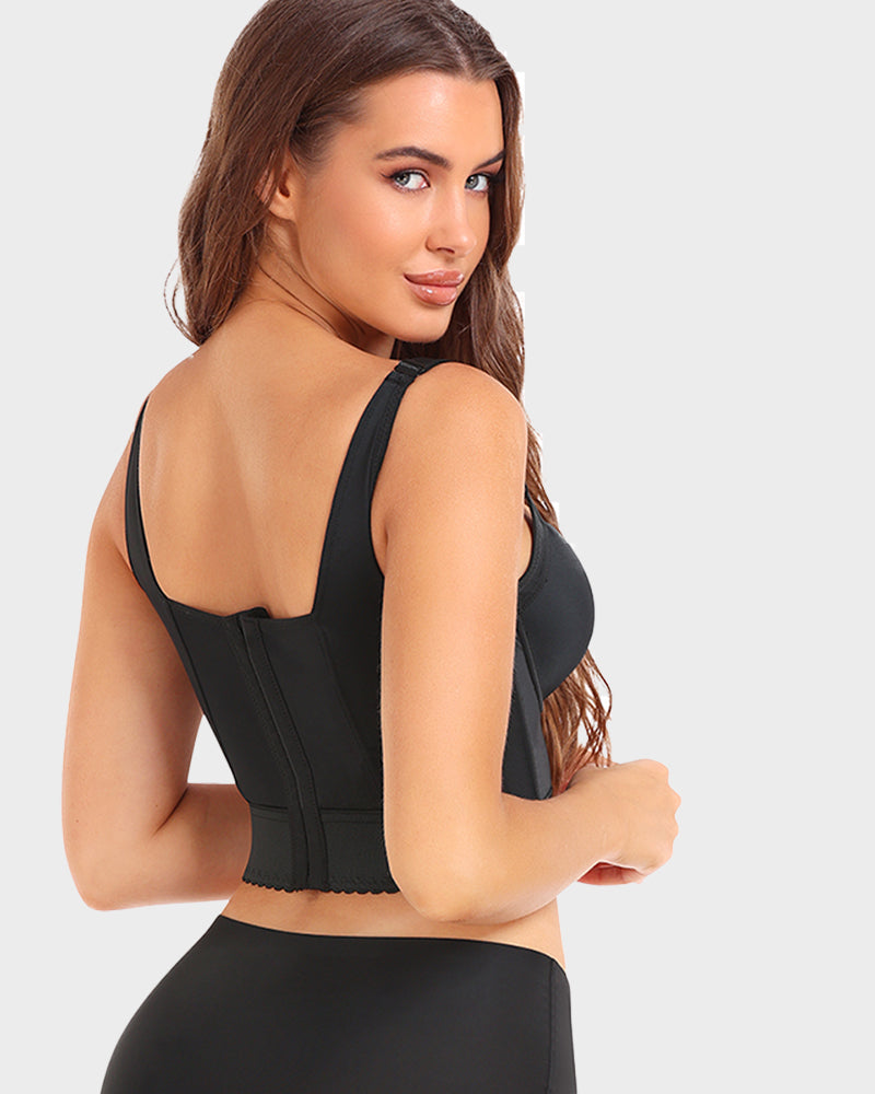 Women longline push up bra padded underwire support in black and beige
