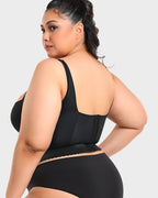 Women longline push up bra padded underwire support in black and beige