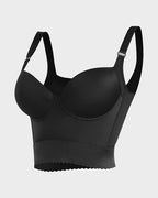 Women longline push up bra padded underwire support in black and beige