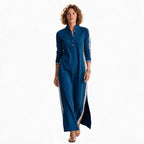 White Maxi Dress Women Button Down Collar Long Sleeve | Marlow