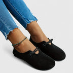 Women orthopedic lace loafers flat round toe in beige and black