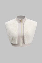 Faux leather co-ord set women's sleeveless top and mini skirt with faux fur trim
