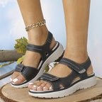 Women's orthopedic sandals open-toe with arch support, comfort fit in black, gray and blue