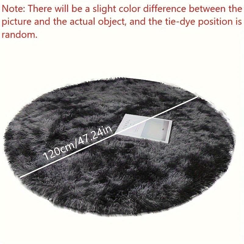 Round plush rug tie-dye soft non-slip, living room bedroom yoga mat