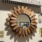 Bohemian wall mirror sunflower wooden round boho decor for bedroom or living room