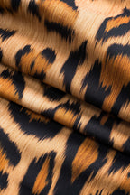 Women leopard print midi dress with corset bodice and flowing skirt