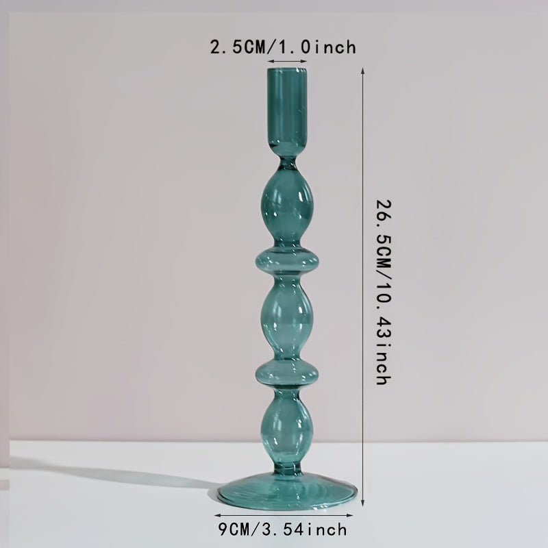 Glass candlestick set minimalist lacquered table decor for romantic dinner