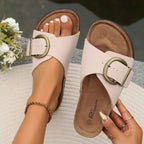 Women sandals with adjustable buckle strap in pink beige and black