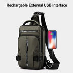Anti-theft water-resistant backpack with USB charging port fits laptops up to 15.6 inches