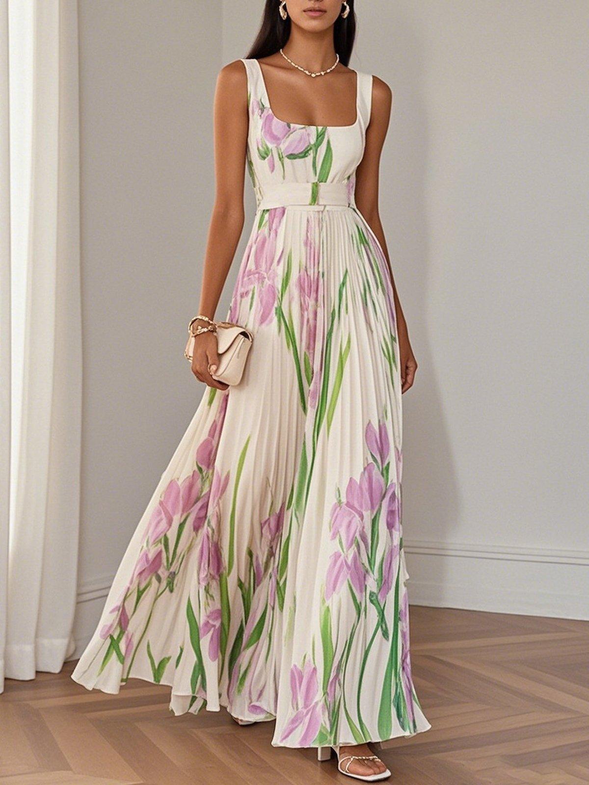 Floral boho dress women's flowy A-line summer dress in multiple colours