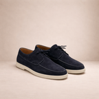 Men's suede leather loafers with lace-up closure and closed toe, regular fit