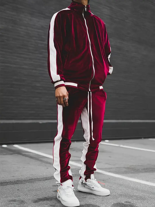 Men's Velvet Tracksuit Set | Full Zip, Soft Comfort | Six Colors