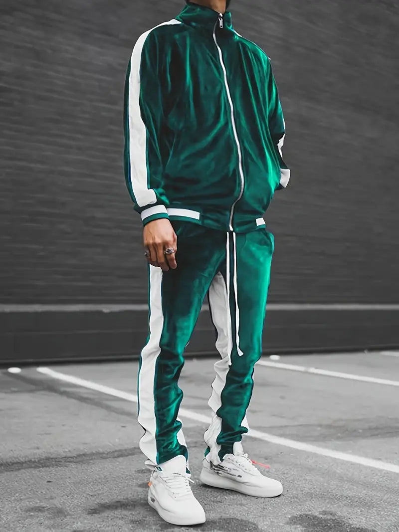 Men's Velvet Tracksuit Set | Full Zip, Soft Comfort | Six Colors