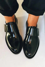 Women loafers with decorative strap detail slip-on flat shoes