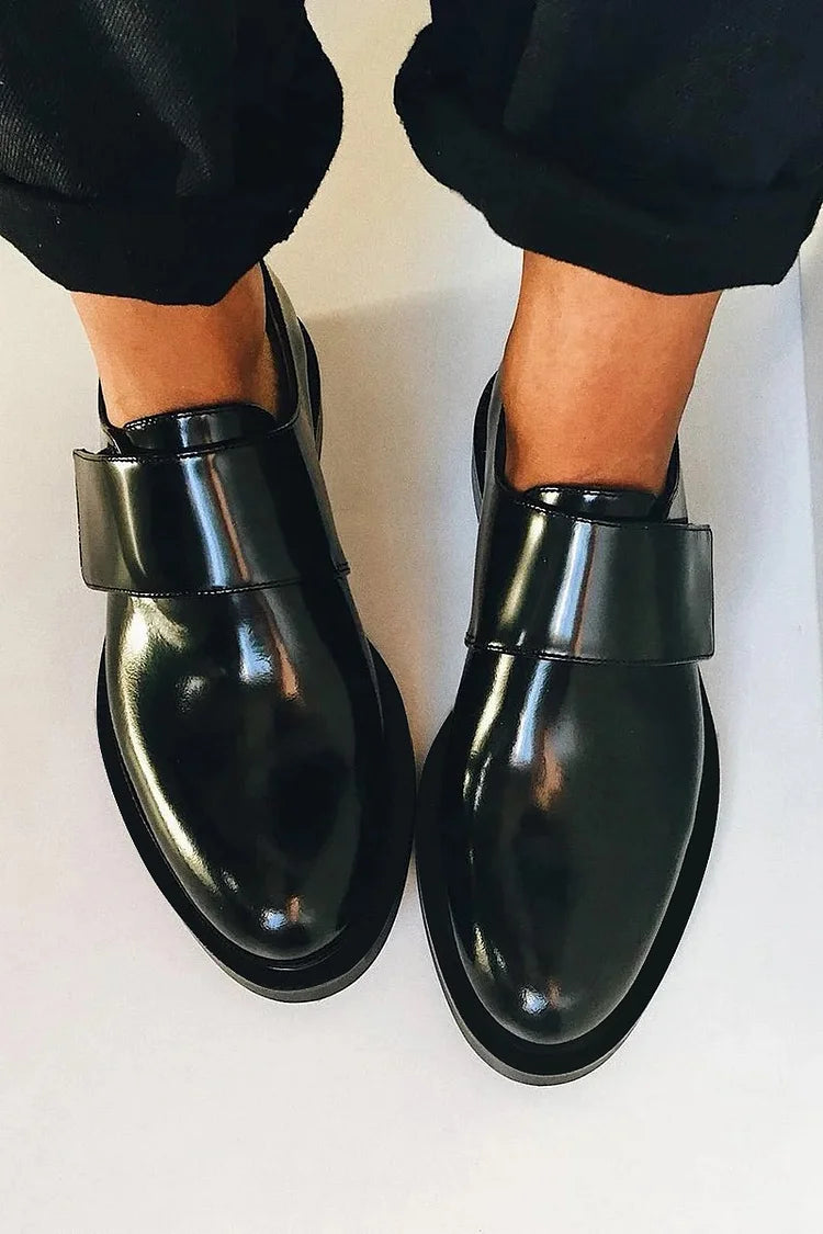 Women loafers with decorative strap detail slip-on flat shoes