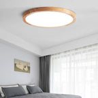 LED ceiling light dimmable tri-color minimalist wood accent, 23cm to 50cm