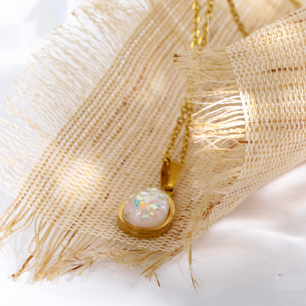 Opal drop pendant necklace 18K gold teardrop natural opal minimalist