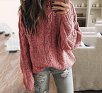Women cable knit sweater off shoulder long sleeve relaxed fit