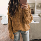 Women cable knit sweater off shoulder long sleeve relaxed fit