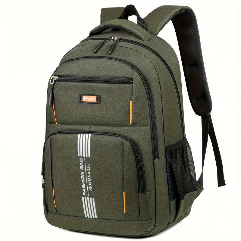 Men full grain leather backpack with buckle closure and adjustable straps