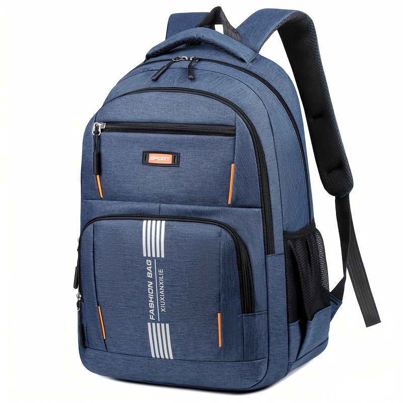 Men full grain leather backpack with buckle closure and adjustable straps