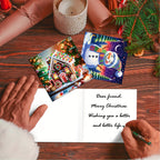 Diamond painting Christmas cards DIY kit with Santa and animal designs, 12pcs multicolor