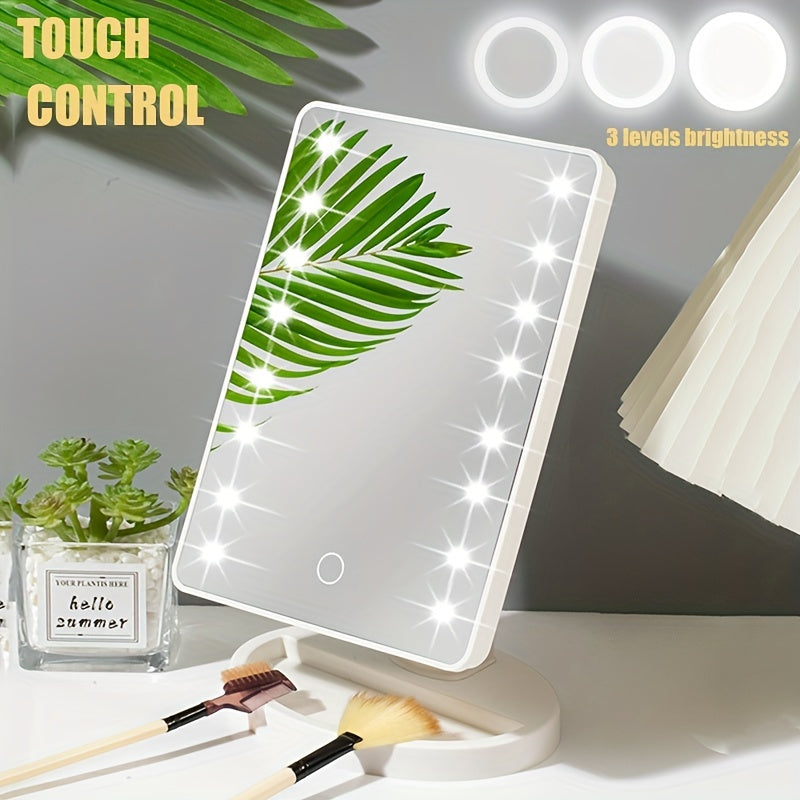 LED makeup mirror with 16 LEDs, touch control and adjustable brightness, USB powered