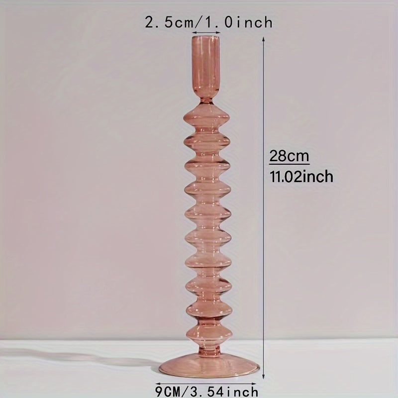 Glass candlestick set minimalist lacquered table decor for romantic dinner