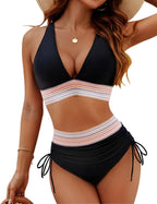 High Waist Bikini Set Women Tummy Control Push Up Padded Two Piece