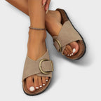 Women's orthopedic sandals with open toe and adjustable buckle, arch support cushioned sole
