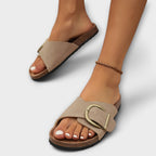 Women's orthopedic sandals with open toe and adjustable buckle, arch support cushioned sole