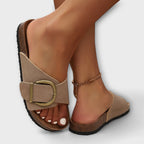 Women's orthopedic sandals with open toe and adjustable buckle, arch support cushioned sole