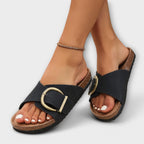 Women's orthopedic sandals with open toe and adjustable buckle, arch support cushioned sole