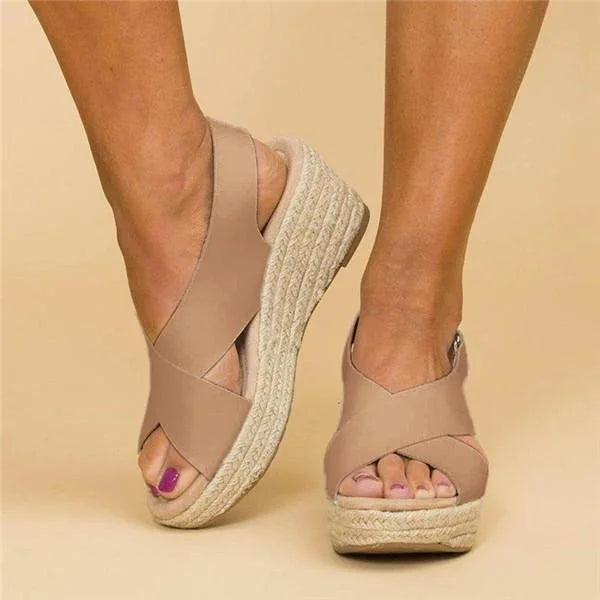 Women Wedge Sandals Espadrille Lightweight Cushioned Footbed