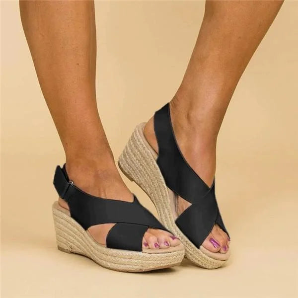 Women Wedge Sandals Espadrille Lightweight Cushioned Footbed