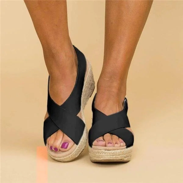 Women Wedge Sandals Espadrille Lightweight Cushioned Footbed