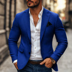 Men's slim fit two button blazer with notch lapel in Brown, Grey and Dark Blue