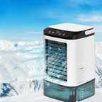 Portable air conditioner with ultrasonic mist, 3-speed fan and 900ml water tank, compact desktop cooler