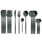 Cutlery set 24 piece stainless steel with gold accent, black white and rose handles
