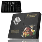 Cutlery set 24 piece stainless steel with gold accent, black white and rose handles