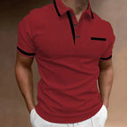 Men's polo shirt classic fit with collared button placket, cotton blend casual wear