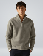 Men's half-zip pullover sweater wool blend, warm winter knitwear