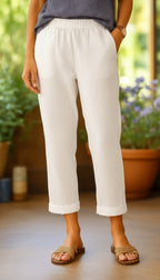 Women's summer trousers wide leg elasticated waist relaxed fit S to 5XL