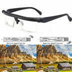 Adjustable focus glasses for near and far sight, no prescription needed, lightweight PC frame