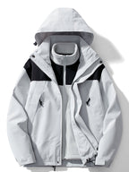 Women 3 in 1 waterproof windproof jacket with removable hood and fleece lining