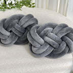 Plush button ball cushions set of 2, decorative knot design for sofa and bed