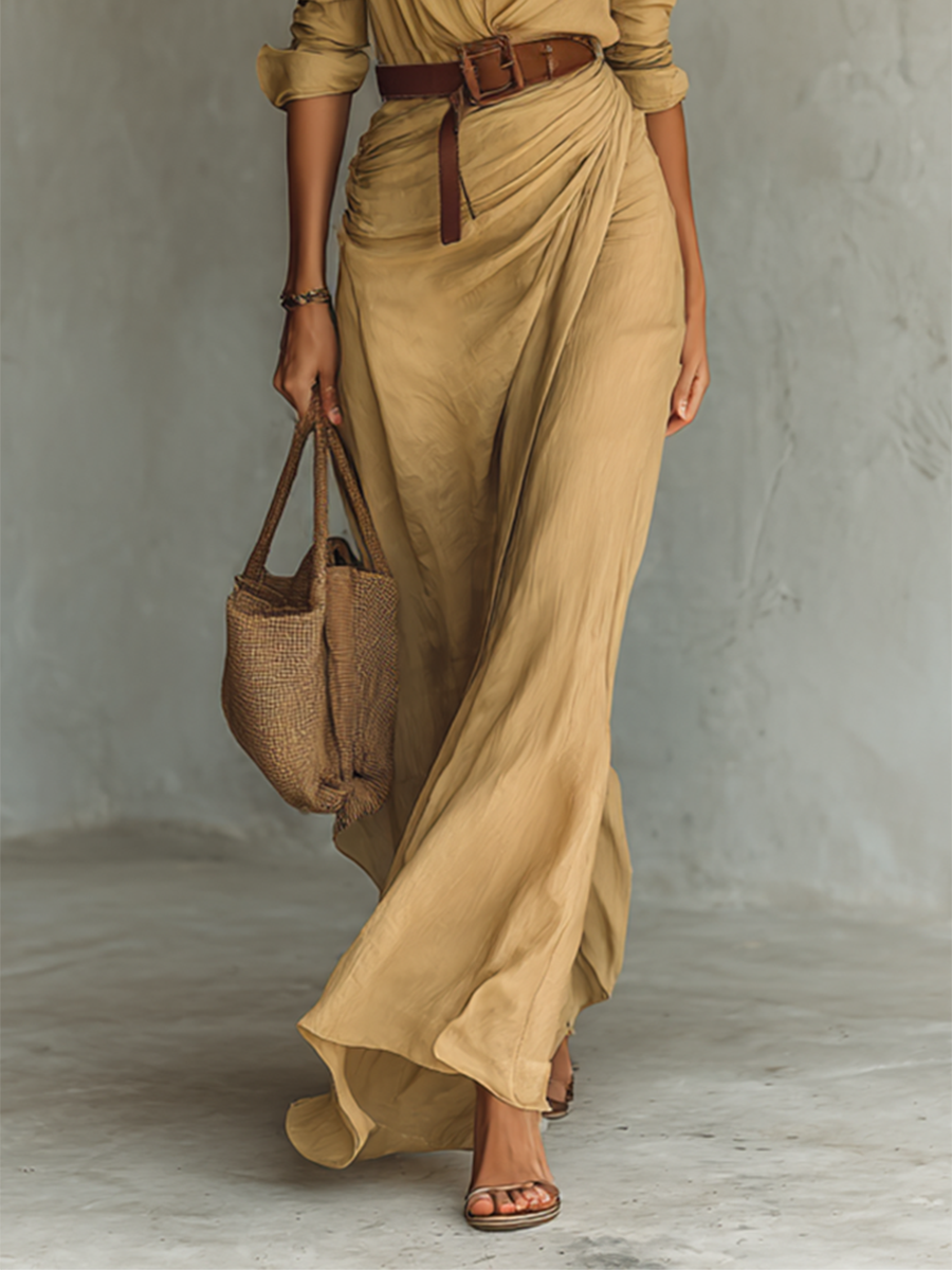 Casual maxi dress bohemian flowy style with abstract print, women's breathable summer dress