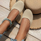 Women breathable knit non-slip sneakers lightweight slip-on casual shoes